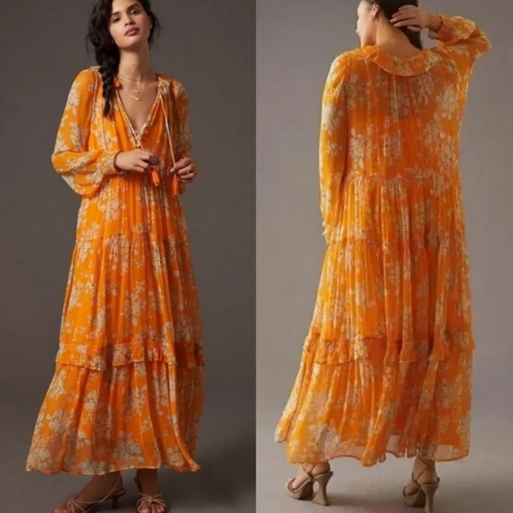 Anthropologie Dresses & Skirts - New!Anthropologie Tge Marais Printed ‎ Chiffon Maxi Dress Floral